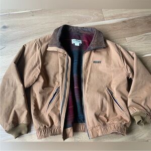 L.L. Bean Tan Bomber Jacket with Brown Collar
